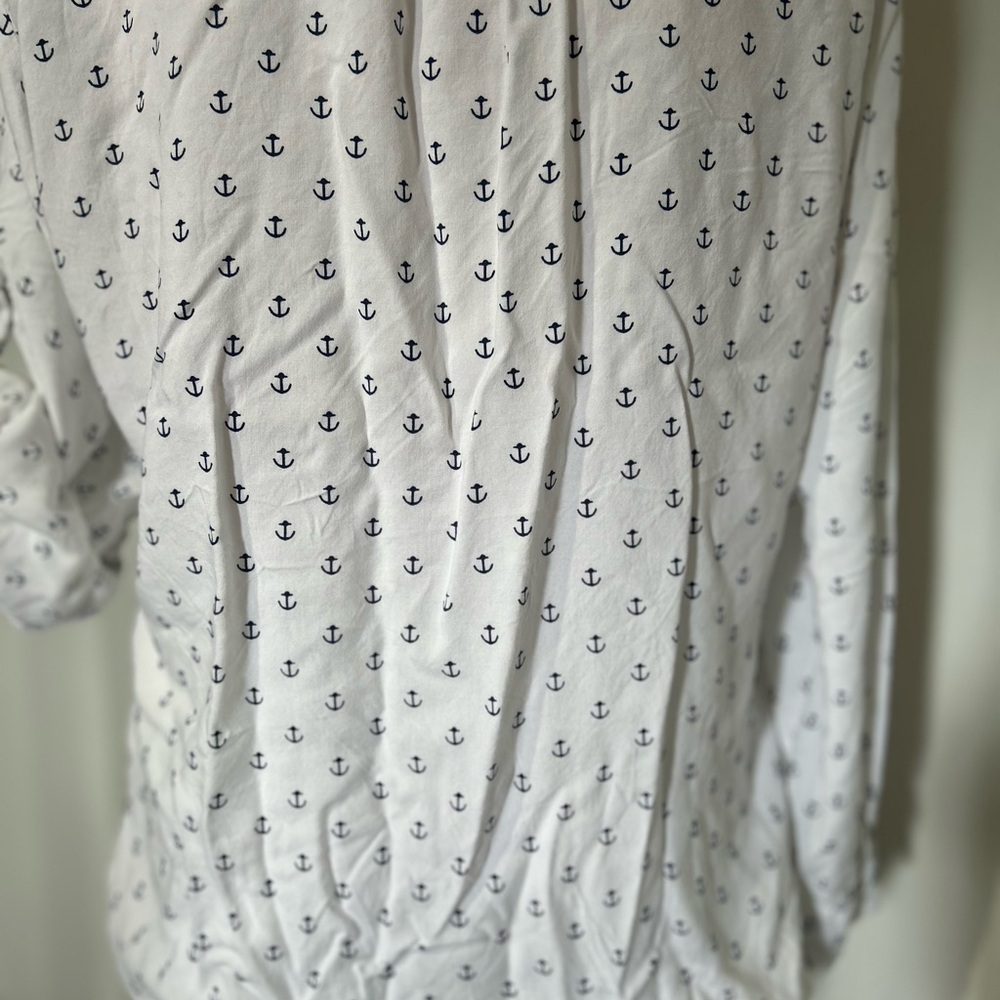 Just Living Nautical Anchor button down Shirt - White and Navy size M - Picture 7 of 10